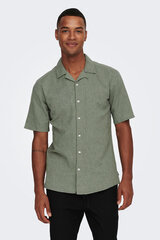 Льняная рубашка Only &amp; Sons 22025116SWAMP-M цена и информация | Мужские рубашки | kaup24.ee