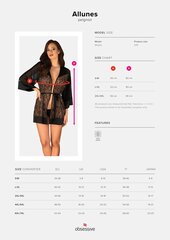 Сексуальный халат Obsessive Allunes Kimono, черного цвета цена и информация | Сексуальное женское белье | kaup24.ee