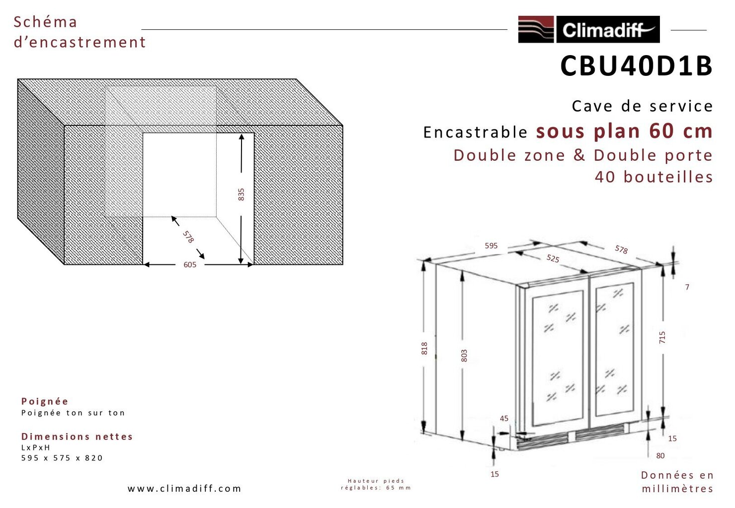 Climadiff CBU40D1B цена и информация | Veinikülmikud | kaup24.ee