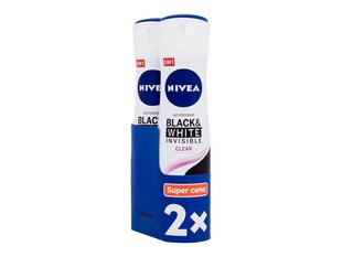 Antiperspirant Nivea Invisible Black & White Clear naistele, 2 tk. цена и информация | Дезодоранты | kaup24.ee