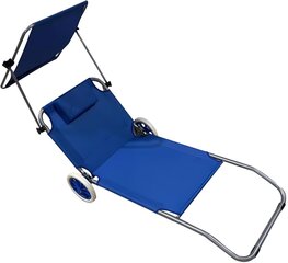 раскладная кровать на колесах, 116x62x62-90см, синяя цена и информация | Шезлонги | kaup24.ee