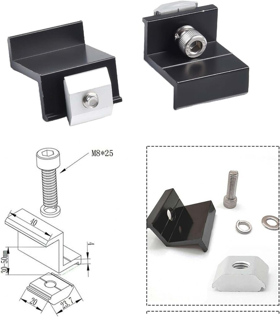 Z-kujuline päikesemooduli hoidik 40 mm, 4 tk, must цена и информация | Päikeseenergiajaamade osad | kaup24.ee
