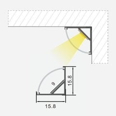 Nurga anodeeritud alumiiniumprofiil LED-ribale, 1m x 15,8mm x 15,8mm, 2 tk hind ja info | LED ribad | kaup24.ee