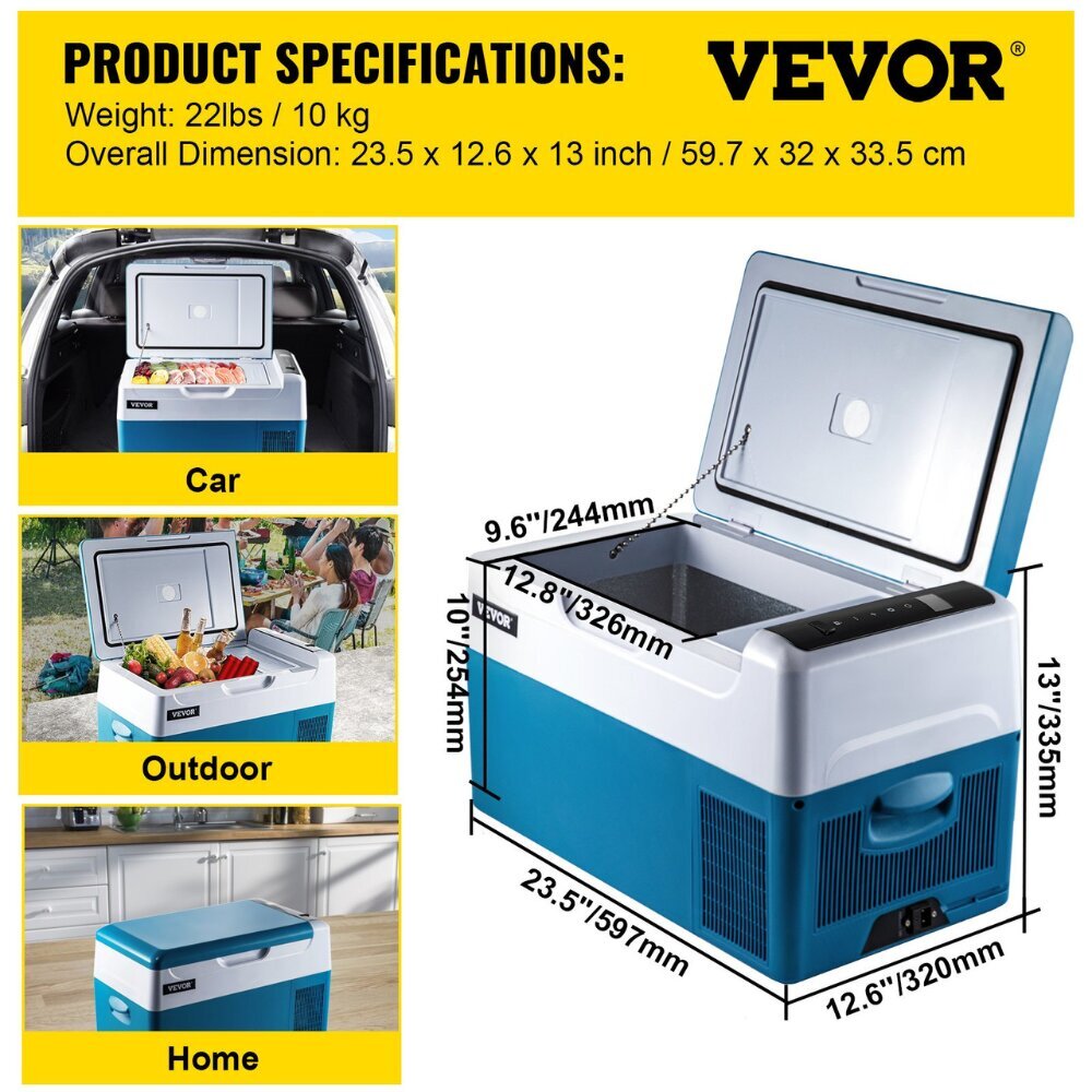 Vevor portatiivne elektriline minikülmik autole ja telkimiseks, 22L цена и информация | Autokülmikud | kaup24.ee