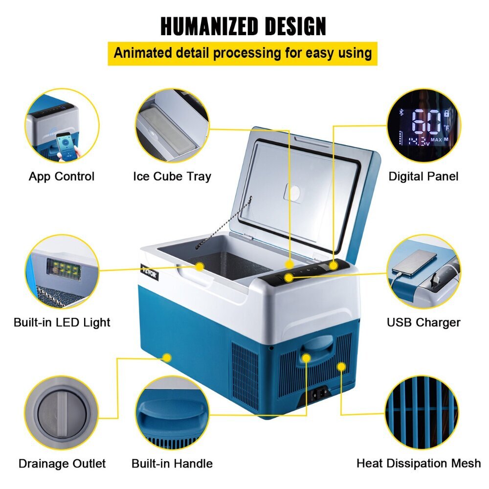 Vevor portatiivne elektriline minikülmik autole ja telkimiseks, 22L цена и информация | Autokülmikud | kaup24.ee