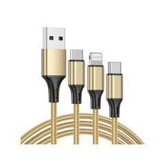 USB-кабель 3в1 для телефона Iphone, тип C, micro USB, модель: 06278_Z Ł цена и информация | Зарядные устройства для телефонов | kaup24.ee