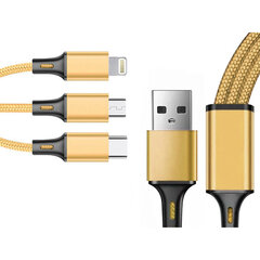 USB-кабель 3в1 для телефона Iphone, тип C, micro USB, модель: 06278_Z Ł цена и информация | Зарядные устройства для телефонов | kaup24.ee