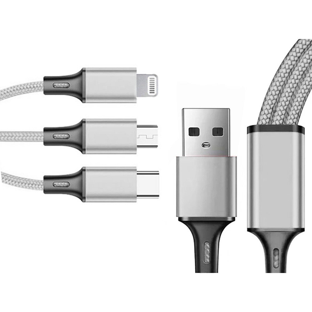 Kaabel telefonile 3in1 usb, C tüüp, micro USB hind ja info | Mobiiltelefonide laadijad | kaup24.ee