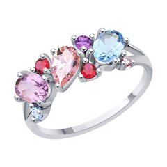 Stella jewelry серебряное кольцо для женщин с родиевым покрытием и синтетическими камнями, 92014318-91 цена и информация | Кольцо | kaup24.ee