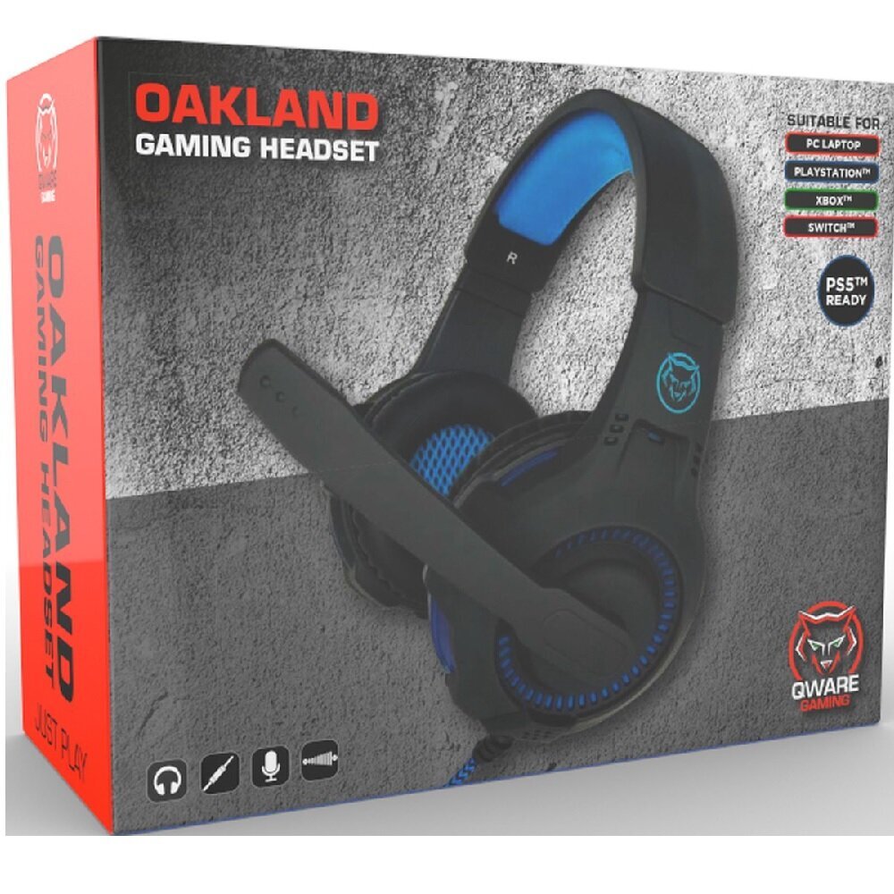 Qware Gaming Oakland, must/sinine цена и информация | Kõrvaklapid | kaup24.ee