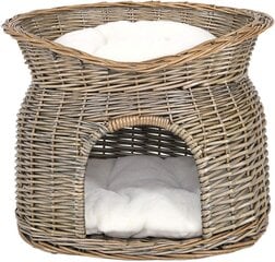 Kassipesa padjaga Lionto Wicker, 55x39x43 cm, hall hind ja info | Pesad, kuudid | kaup24.ee