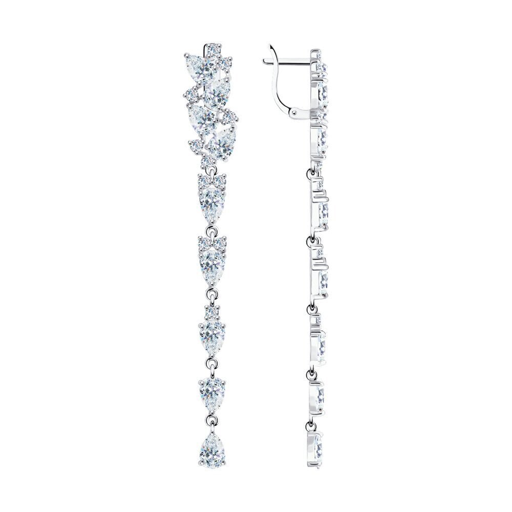 Stella jewelry roodiumhõbedast kõrvarõngad naistele sünteetiliste kividega, 94022375-91 hind ja info | Kõrvarõngad | kaup24.ee