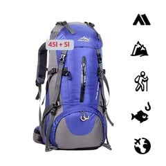 Большой туристический рюкзак с чехлом от дождя 50 л, синий цена и информация | Туристические, походные рюкзаки | kaup24.ee