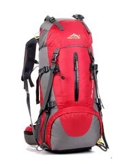 Туристический рюкзак с чехлом от дождя 50 л, красный цена и информация | Туристические, походные рюкзаки | kaup24.ee