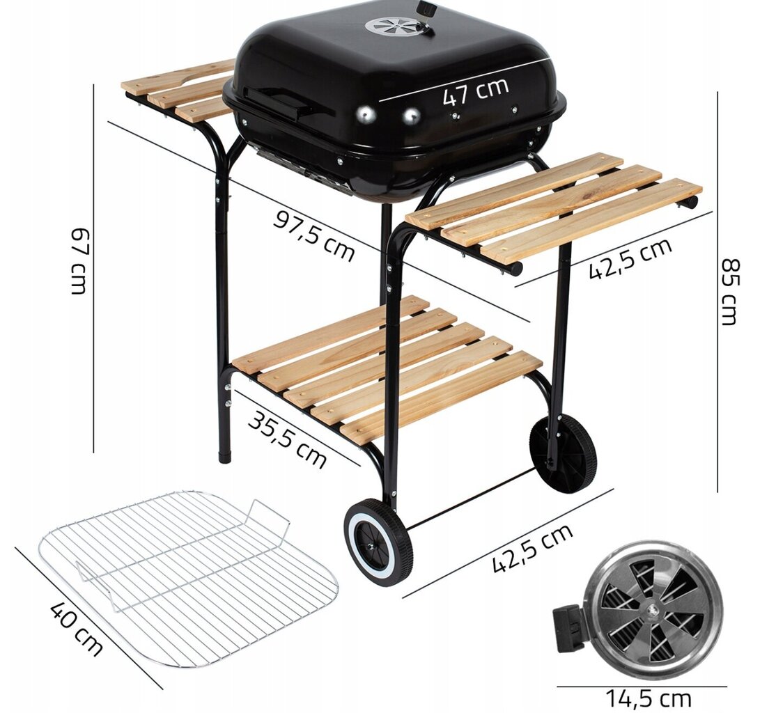 MalTec söegrill, grill 43 x 40 cm + MalTec BBQ puhur цена и информация | Grillid | kaup24.ee