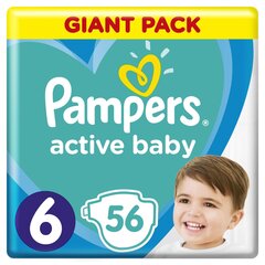 Подгузники Pampers Active Baby, размер 6, 13 -18 кг, 56 шт. цена и информация | Подгузники | kaup24.ee