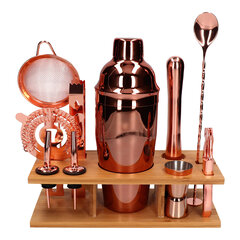 Барный набор с подставкой 11 el gloss copper shaker cobbler цена и информация | Столовые и кухонные приборы | kaup24.ee