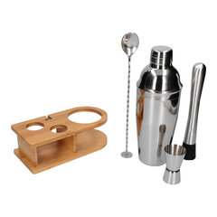 Барный набор с подставкой 5 эл. серебряный шейкер cobbler цена и информация | Столовые и кухонные приборы | kaup24.ee