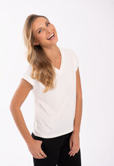 Женская футболка с глубоким v-образным вырезом и короткими рукавами Beluring, белая цена и информация | Женские футболки | kaup24.ee