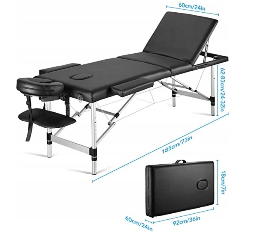 Massaažilaud 3-tsooniline, kokkupandav hind ja info | Massaažikaubad | kaup24.ee