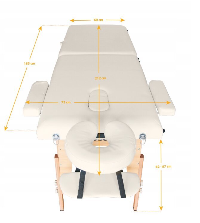 Massaažilaud 2-tsooniline, kokkupandav, puidust цена и информация | Massaažikaubad | kaup24.ee