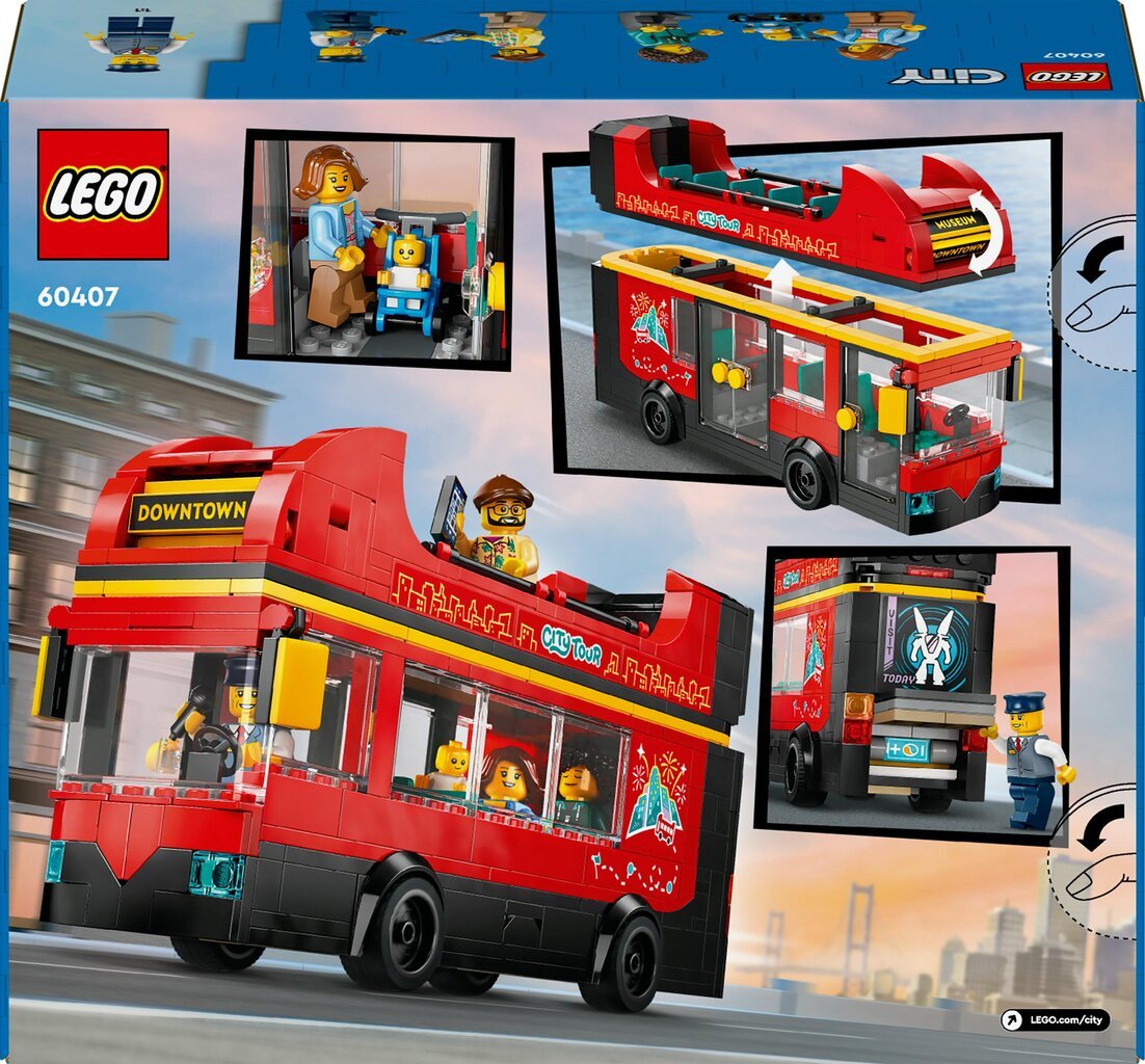 60407 Lego® City Punane kahekorruseline ekskursioonibuss цена и информация | Klotsid ja konstruktorid | kaup24.ee