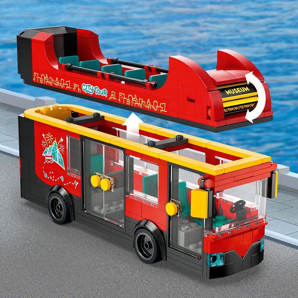 60407 Lego® City Punane kahekorruseline ekskursioonibuss цена и информация | Klotsid ja konstruktorid | kaup24.ee