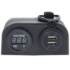 Зарядное Гнездо 2x Usb 2.1a 1a Lcd Woltmeter, Универсальное, Черное, ME Premium цена и информация | Автомобильные электропринадлежности 12V | kaup24.ee