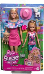 Kaks Barbie-nukku koos tarvikutega Mattel, HRM09, roosa/sinine, 10 tk hind ja info | Tüdrukute mänguasjad | kaup24.ee