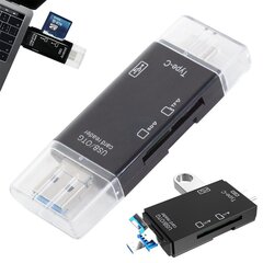 Устройство для чтения SD-карт Goodbuy USB | USB-C | micro USB черный цена и информация | Адаптеры и USB-hub | kaup24.ee