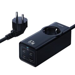 USAMS Listwa zasilająca 67W 3x USB-C + USB Fast Charging Extension Cable EU czarny|black CC225TC01 (US-CC225) цена и информация | Адаптеры и USB-hub | kaup24.ee