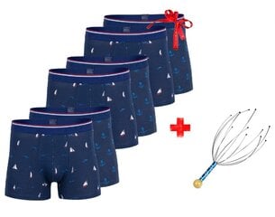 Aluspüksid meestele + manuaalne peamassaažija Clark Crown, sinine, 6 tk hind ja info | Meeste aluspesu | kaup24.ee