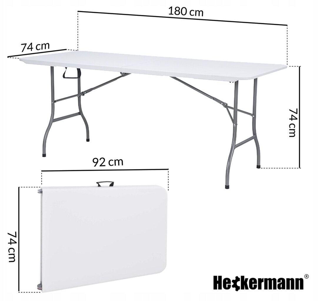 Kokkupandav laud Heckermann, 180x74x74 cm, valge цена и информация | Aialauad | kaup24.ee