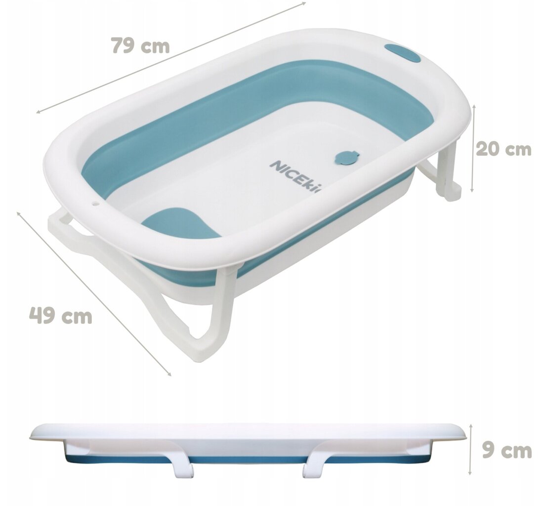 Kokkupandav beebivann Nicekids, 79x49x20 cm, sinine/valge hind ja info | Vannitooted | kaup24.ee