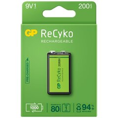 Аккумулятор GP Battery ReCyko+ 9V 6F22 6LR61 200мАч цена и информация | Батарейки | kaup24.ee