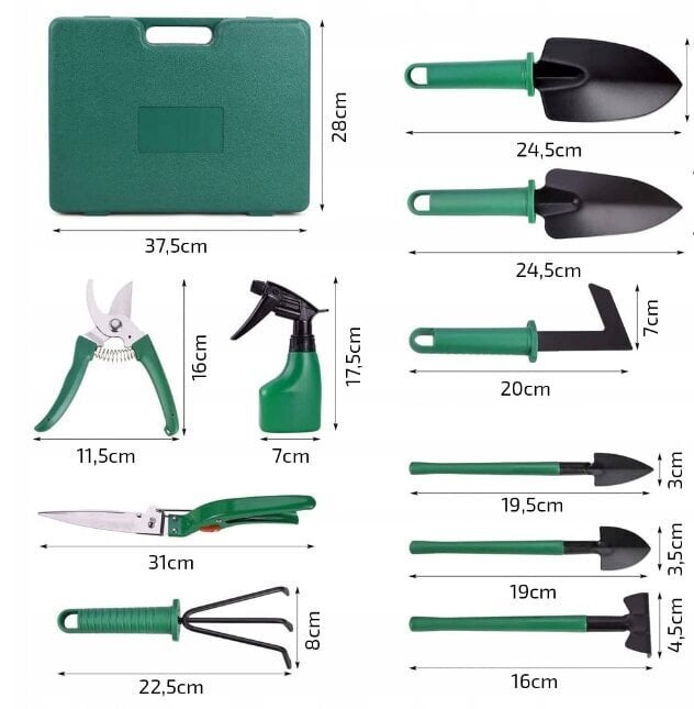 Aiatööriistade komplekt, 10 tk. hind ja info | Aiatööriistad | kaup24.ee