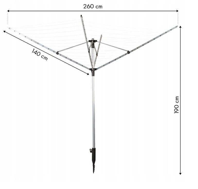 Pöörlev väliriidekuivati, 190x260 cm hind ja info | Pesukuivatusrestid ja aksessuaarid | kaup24.ee