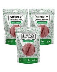 Simply From Nature Meat Strips maiused pardiga, 3x80 g hind ja info | Maiustused koertele | kaup24.ee