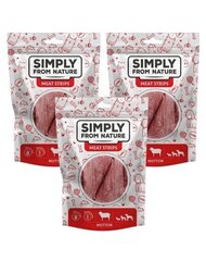 Simply From Nature Meat Strips maiused lambalihaga, 3x80 g hind ja info | Maiustused koertele | kaup24.ee