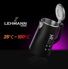 Электрический чайник Lehmann Aqua Black 10 1500 Вт, черный цена и информация | Электрочайники | kaup24.ee