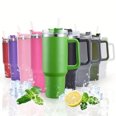 Termostass kõrrega, roheline, 1200 ml hind ja info | Joogipudelid | kaup24.ee