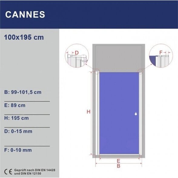 Dušiuks AQUABATOS Cannes 100x195 hind ja info | Dušikabiinide uksed ja seinad | kaup24.ee