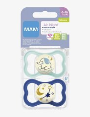 Lutt Mam Air Night Silicone Blue, 6-16 kuud, 2 tk. цена и информация | Пустышки | kaup24.ee