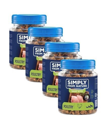 Simply From Nature Smart Bites kanaga, 4x130 g hind ja info | Maiustused koertele | kaup24.ee