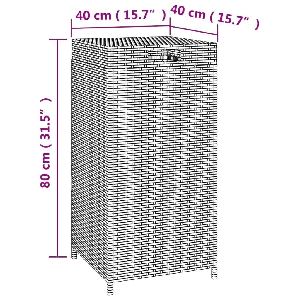 vidaXL prügikast, must, 40 x 40 x 80 cm hind ja info | Prügikastid | kaup24.ee