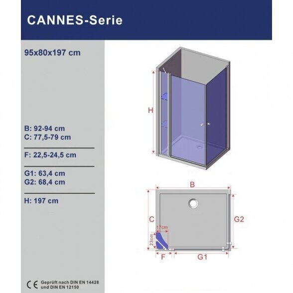 Dušikabiin Aquabatos Cannes 95x80x197 цена и информация | Dušikabiinid | kaup24.ee