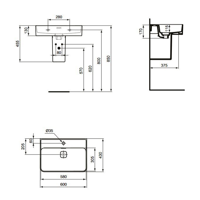 Vannitoakapp valamuga Ideal Standard Adapto 57 цена и информация | Vannitoakapid | kaup24.ee