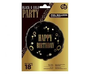 Воздушный шар из фольги Black&Gold party "Happy birthday 18", размер 18" цена и информация | Шарики | kaup24.ee
