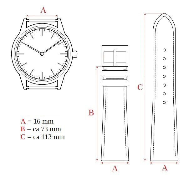 Kellarihm Diplomat (Edu) 16 mm, must, hõbedase pandlaga hind ja info | Meeste käekellad | kaup24.ee