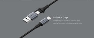 Eloop S8 Super Fast 5A 2-in-1 USB ja Type-C ülikiire laadimiskaabel hind ja info | Mobiiltelefonide laadijad | kaup24.ee